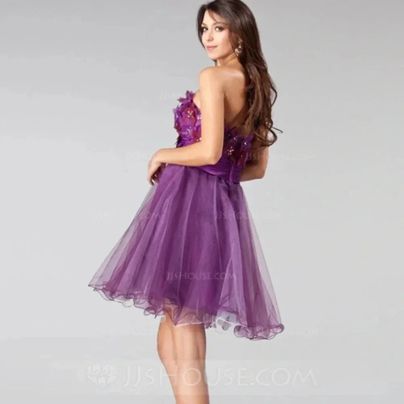 JJs House Women’s Purple A-Line Princess Strapless Short Prom Homecoming Dress 6 - Picture 3 of 9